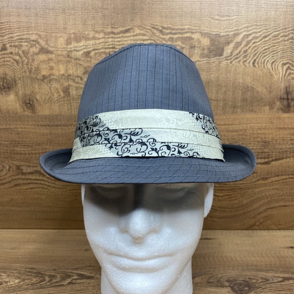 GOORIN BROS Men's Gray Pin Striped Wool Blend Fedora Hat Size Medium